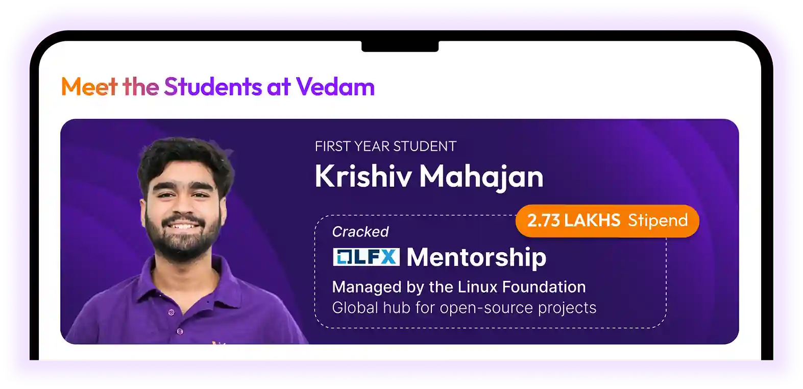 Student success story at Vedam